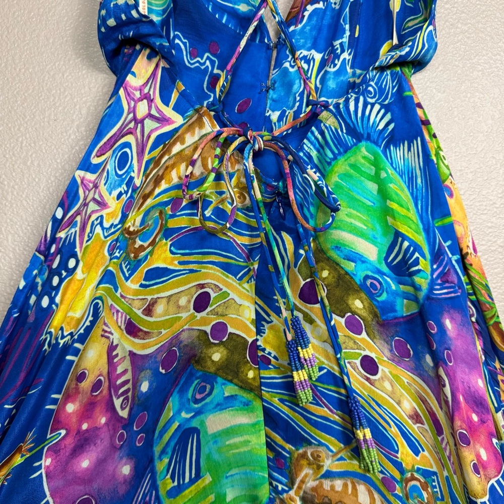 Farm Rio Blue Sea Life Sleeveless Maxi Dress EUC H - Picture 8 of 13